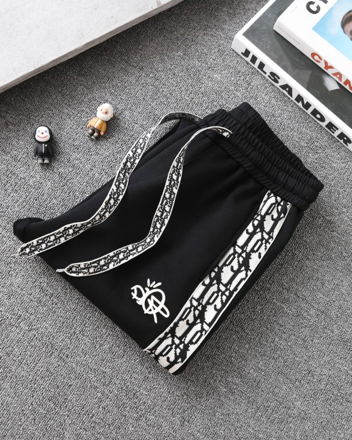 累積売上総額第１位！ ディオール 激安通販 25ss刺繍織りベルトパッチワークレザーロゴポケットパンツカジュアルパンツロングパンツ