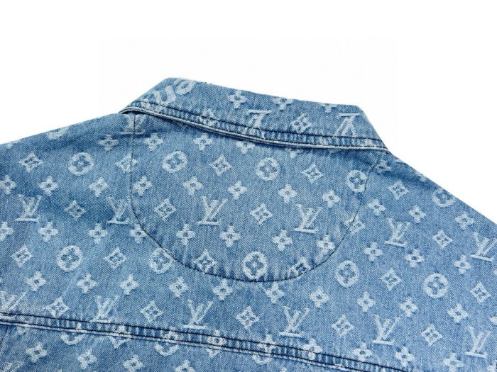 ★超人気 シュプリーム  n級品 ルイヴィトンx Supreme連名の老花満印ロゴアルファベットプリントカップル水洗いデニムジャケット