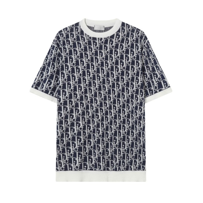 使い勝手良し ディオール 激安通販 ロゴジャカード編みクルーネック半袖Tシャツ