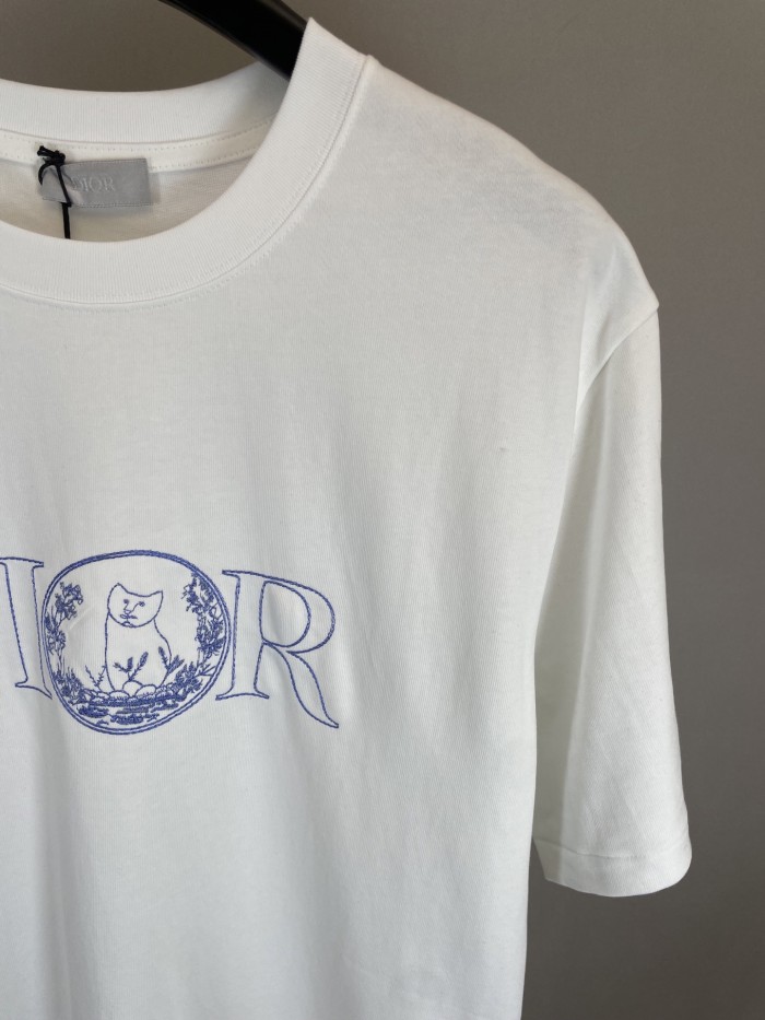 高品質 ディオール コピーおすすめ 刺繍猫半袖Tシャツ