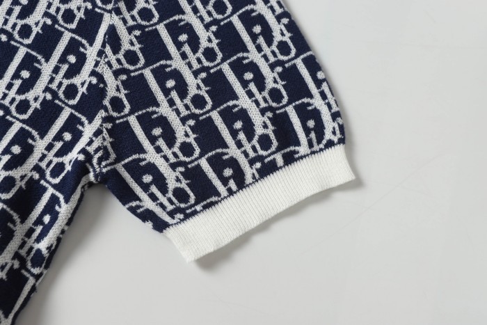 使い勝手良し ディオール 激安通販 ロゴジャカード編みクルーネック半袖Tシャツ