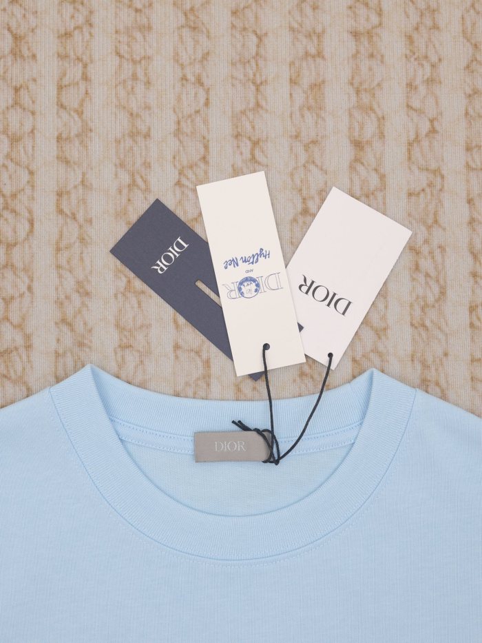 新作 ディオール コピーおすすめ 刺繍透かし文字猫柄ラウンドネック半袖Tシャツ