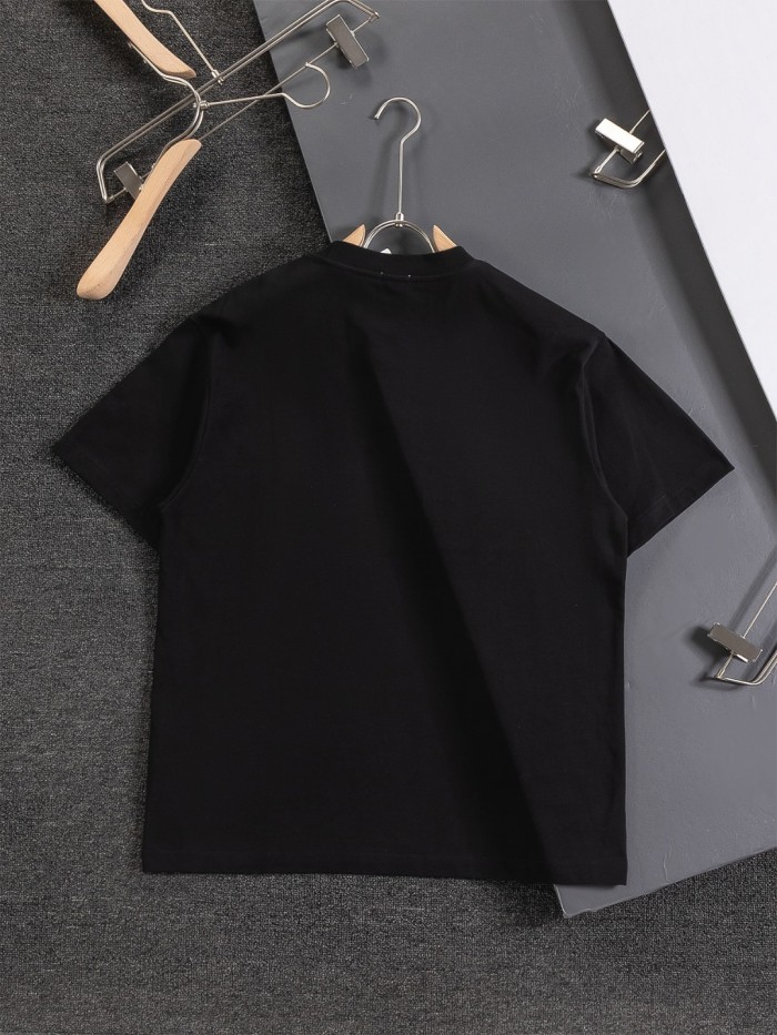 使い勝手良し ロエベ  偽物通販 25 ssコーナーアルファベット花卉立体刺繍アルファベット刺繍ロゴの丸首半袖