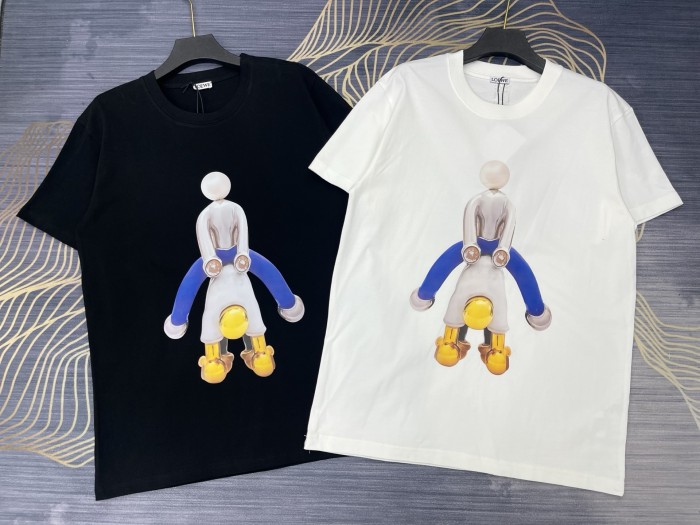 稀少 ロエベ 激安通販 2025春夏新作プリントアルファベットロゴラウンドネック半袖Tシャツ2色
