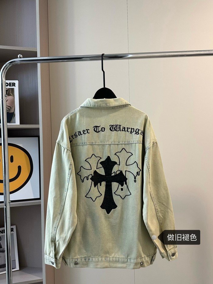 使い勝手良しクロムハーツ コピー 重工業刺繍水洗色あせデニムジャケット