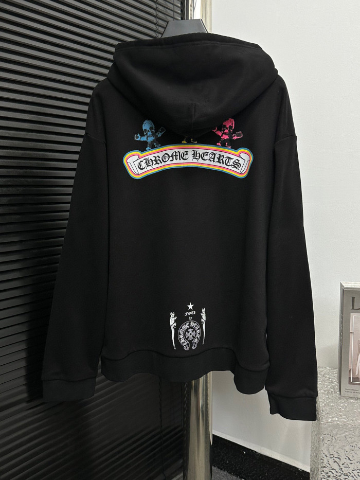一目惚れ♪ クロムハーツ n級品 カラープリントファスナー連帽杉コート