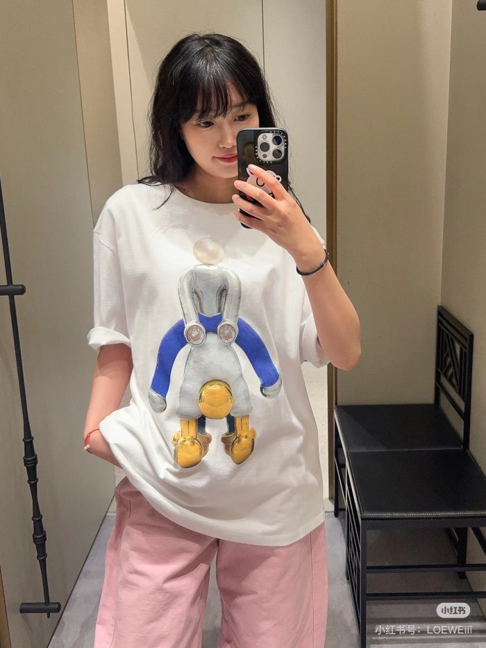稀少 ロエベ 激安通販 2025春夏新作プリントアルファベットロゴラウンドネック半袖Tシャツ2色