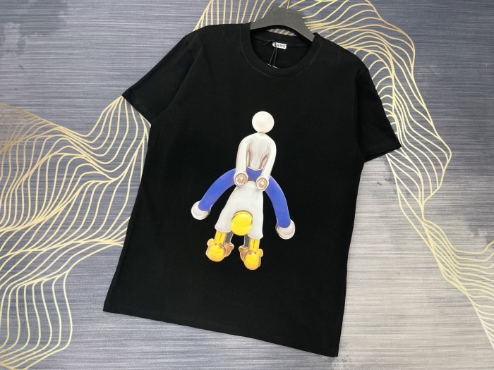 稀少 ロエベ 激安通販 2025春夏新作プリントアルファベットロゴラウンドネック半袖Tシャツ2色