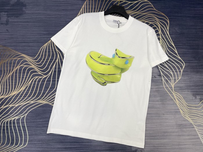大人気 ロエベ 偽物通販 2025春夏新作プリントアルファベットロゴラウンドネック半袖Tシャツ2色
