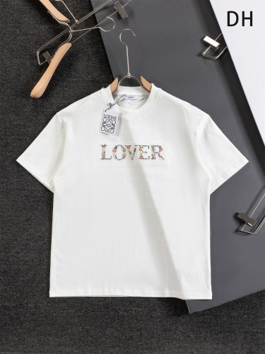 超奇跡の入荷☆ ロエベ  コピーおすすめ 25 ssコーナーアルファベット花卉立体刺繍アルファベット刺繍ロゴの丸首半袖