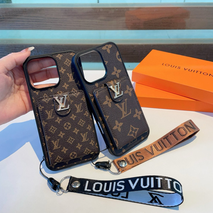 【限定】 ルイヴィトン n級品 Lv経典老花全包携帯ケース上下カード+ストラップ
