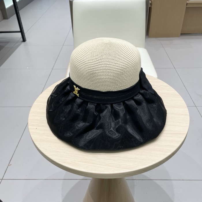 入手困難 ルイヴィトン スーパーコピー 春夏オーガンザ大リボン麦わら帽子サンバイザー女性折り畳みリボン優雅な旅リゾート漁師帽
