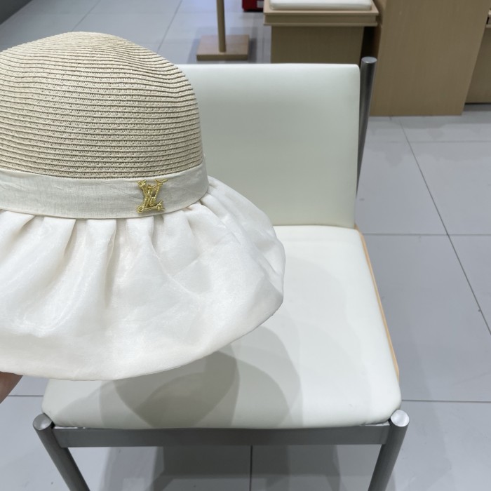 一目惚れ♪ ルイヴィトン コピー 春夏オーガンザ大リボン麦わら帽子サンバイザー女性折り畳みリボン優雅な旅リゾート漁師帽