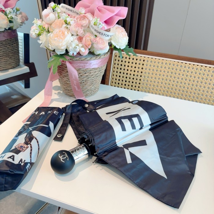 追跡付 シャネル コピーおすすめ Chanel 三つ折り自動折りたたみ式晴雨傘