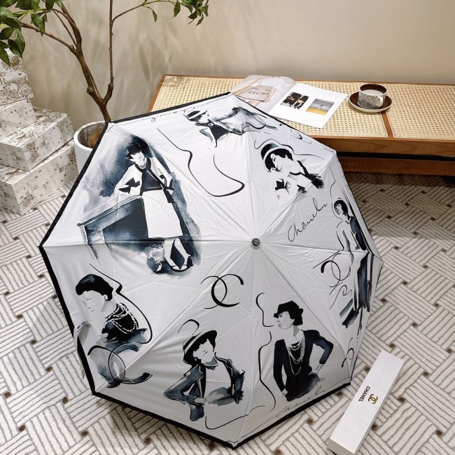 稀少 シャネル 激安通販 Chanel リボン夏の新作全自動折りたたみ晴雨傘