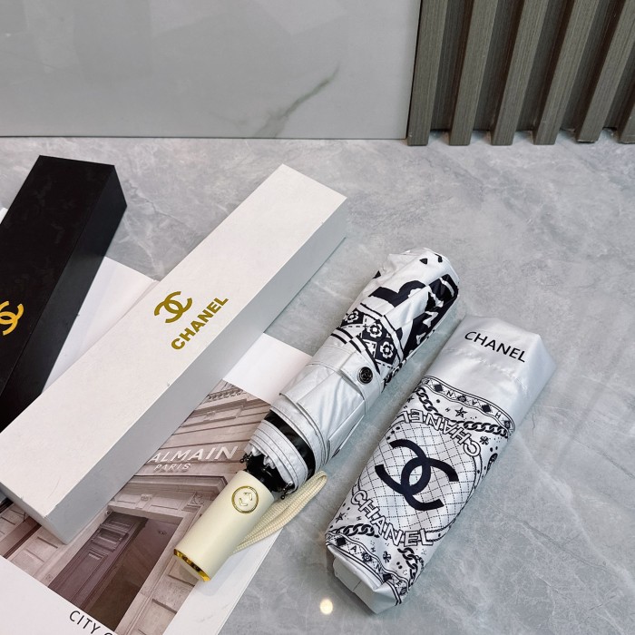 入手困難 シャネル n級品 Chanel リボン夏の新作全自動折りたたみ晴雨傘