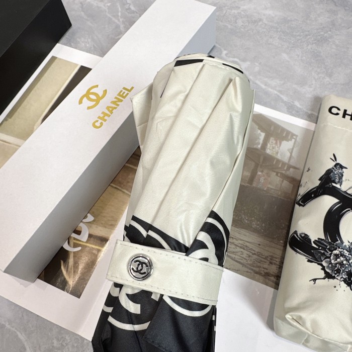 高品質 シャネル 激安偽物 Chanel リボン夏の新作全自動折りたたみ晴雨傘