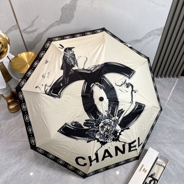 高品質 シャネル 激安偽物 Chanel リボン夏の新作全自動折りたたみ晴雨傘