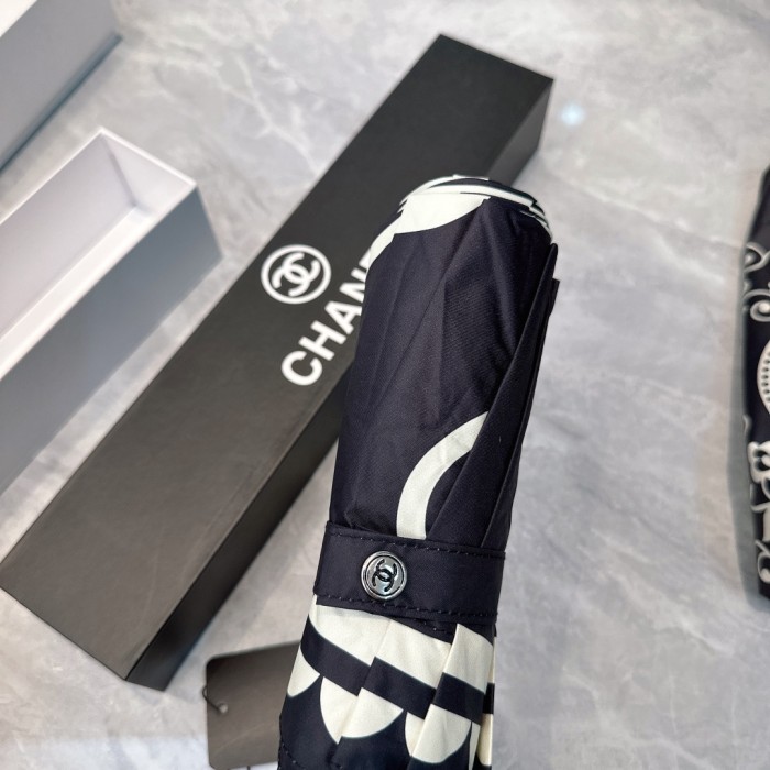 大人気 シャネル 偽物通販  Chanel リボン夏の新作全自動折りたたみ晴雨傘