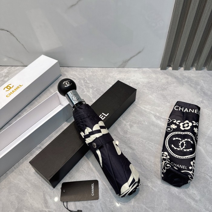 大人気 シャネル 偽物通販  Chanel リボン夏の新作全自動折りたたみ晴雨傘