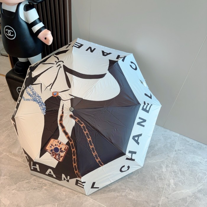 新作 シャネル 偽物通販  Chanel 三つ折り自動折りたたみ式晴雨傘