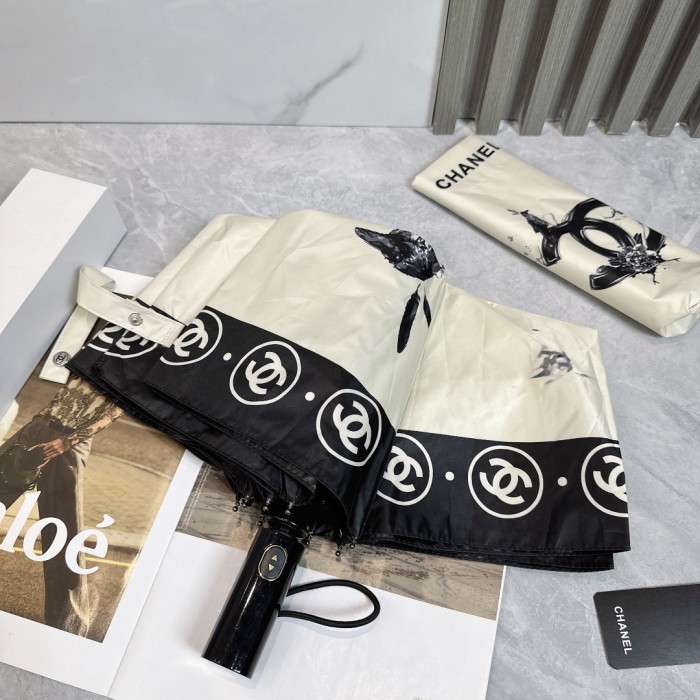 高品質 シャネル 激安偽物 Chanel リボン夏の新作全自動折りたたみ晴雨傘