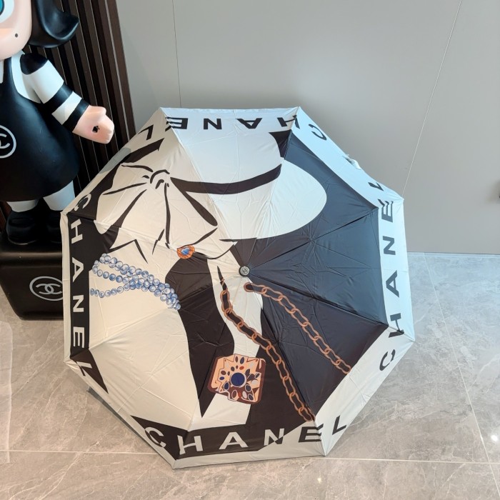 新作 シャネル 偽物通販  Chanel 三つ折り自動折りたたみ式晴雨傘
