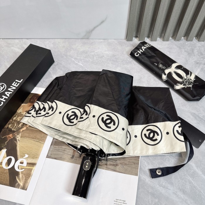 超話題! シャネル 激安偽物 Chanel リボン夏の新作全自動折りたたみ晴雨傘