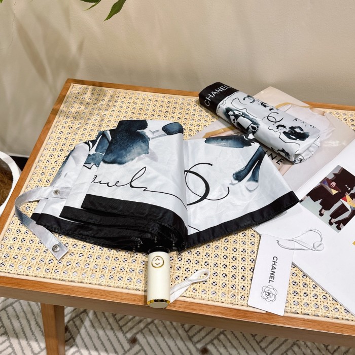 稀少 シャネル 激安通販 Chanel リボン夏の新作全自動折りたたみ晴雨傘