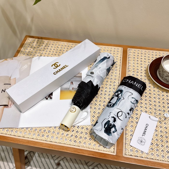 稀少 シャネル 激安通販 Chanel リボン夏の新作全自動折りたたみ晴雨傘