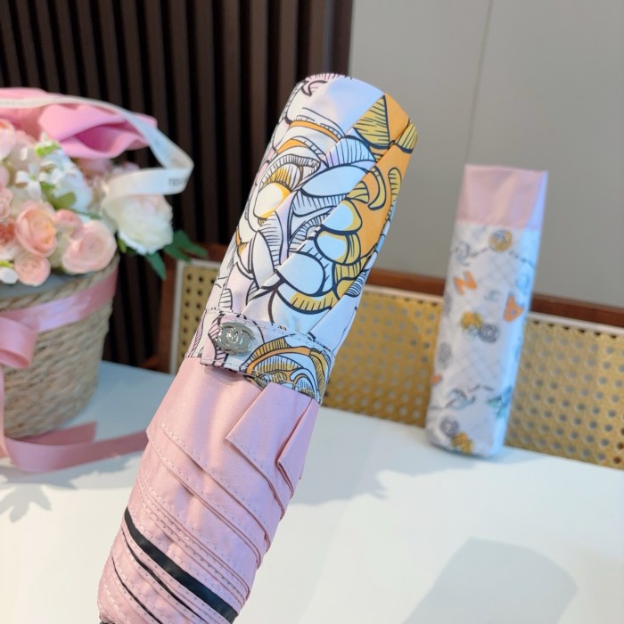 超話題! シャネル コピーおすすめ Chanel バラの花の柄の三つ折り自動折りたたみ晴雨傘