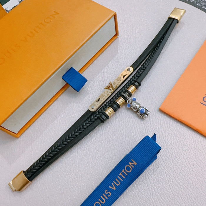 超話題! ルイヴィトン n級品 LV牛革手縄ブレスレット