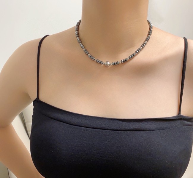 日本未入荷 シャネル 激安偽物 ChanelアルファベットダブルC高級突起天然黒胆石ネックレス