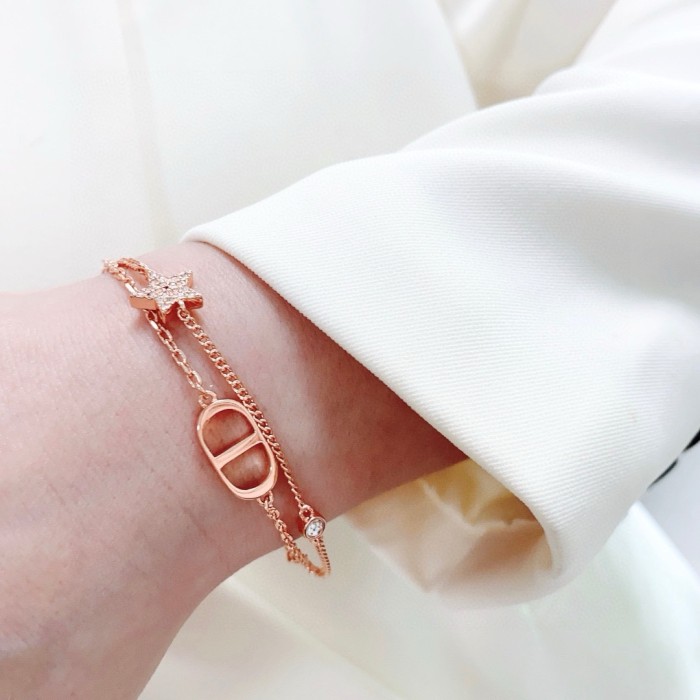 一目惚れ♪ ディオール 激安通販 Dior のアルファベットローズゴールドダブルブレスレット
