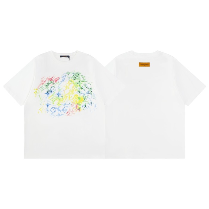 大人気 ルイヴィトン 偽物通販  LVカラークレヨンプリント半袖Tシャツ