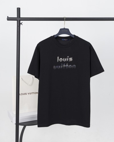 高品質  ルイヴィトン コピー LVビーズ刺繍アルファベット半袖Tシャツ