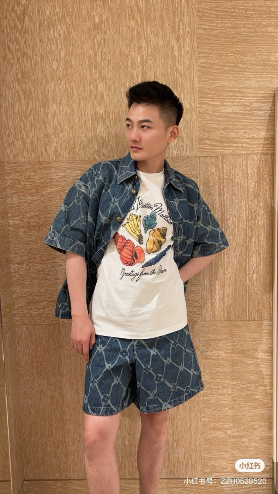 追跡付 ルイヴィトン 偽物通販  のLV老花貝殻模様プリントカジュアルワイドワイド足引き紐ゴムショーツ