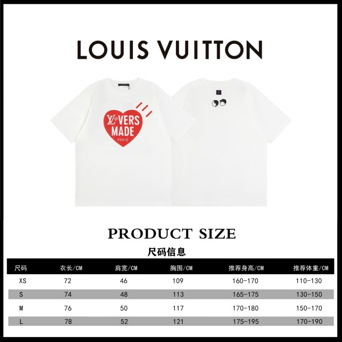 稀少 ルイヴィトン 激安通販  LV 25 SSレッドハート半袖Tシャツ