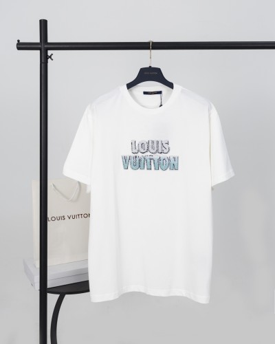 ★超人気 ルイヴィトン スーパーコピー LVビーズ刺繍アルファベット半袖Tシャツ