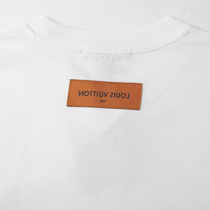 【限定】ルイヴィトン 偽物通販 2025 SS春夏新型ロバの家LVハト🕊️プリントクルーネック半袖Tシャツ