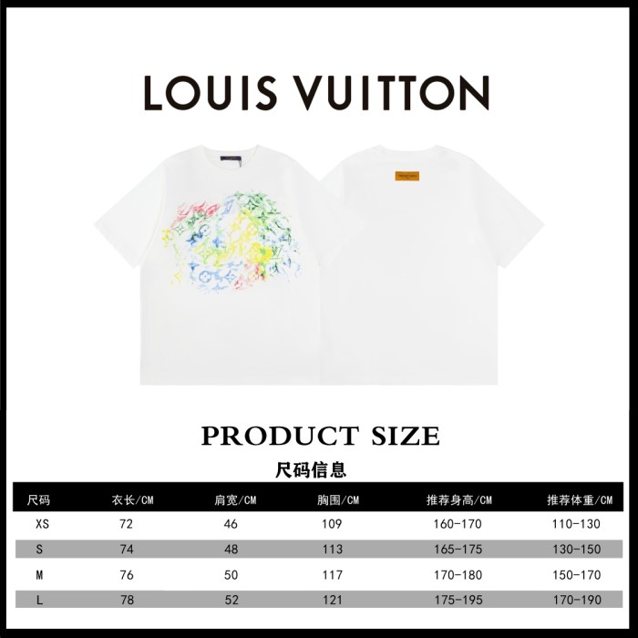 大人気 ルイヴィトン 偽物通販  LVカラークレヨンプリント半袖Tシャツ