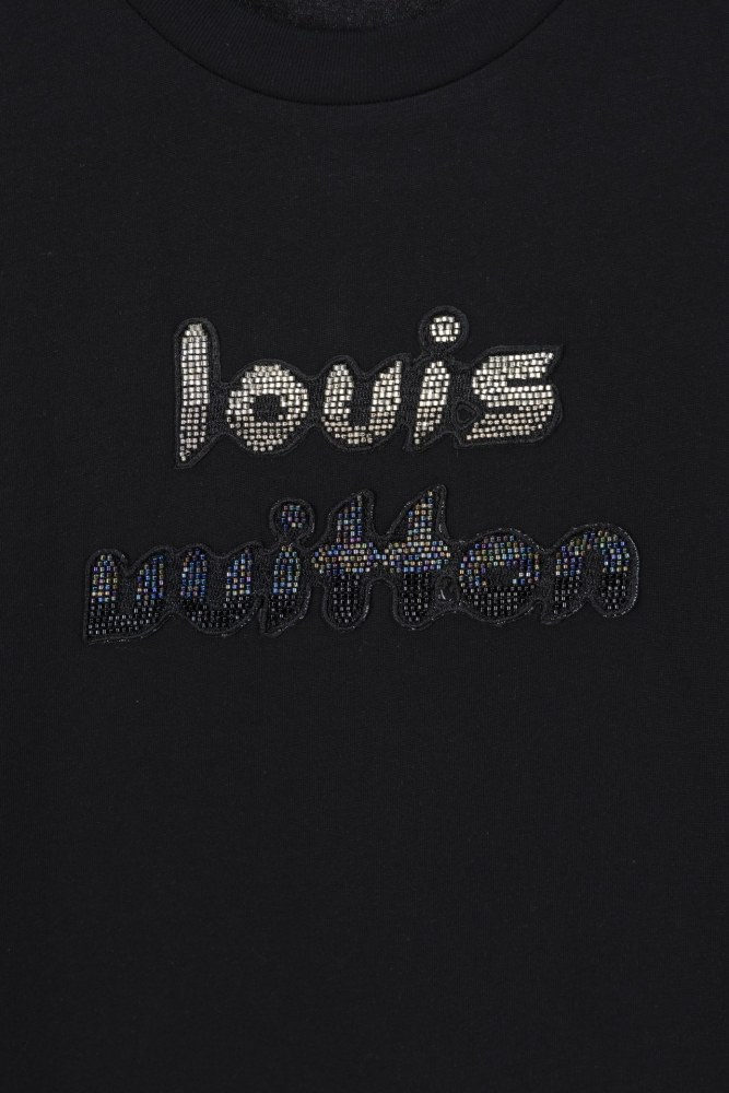 高品質  ルイヴィトン コピー LVビーズ刺繍アルファベット半袖Tシャツ