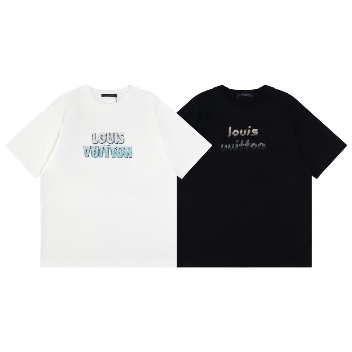 ★超人気 ルイヴィトン コピーおすすめ LVビーズ刺繍アルファベット半袖Tシャツ