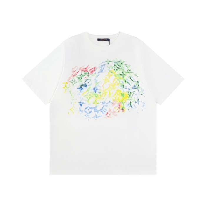 大人気 ルイヴィトン 偽物通販  LVカラークレヨンプリント半袖Tシャツ