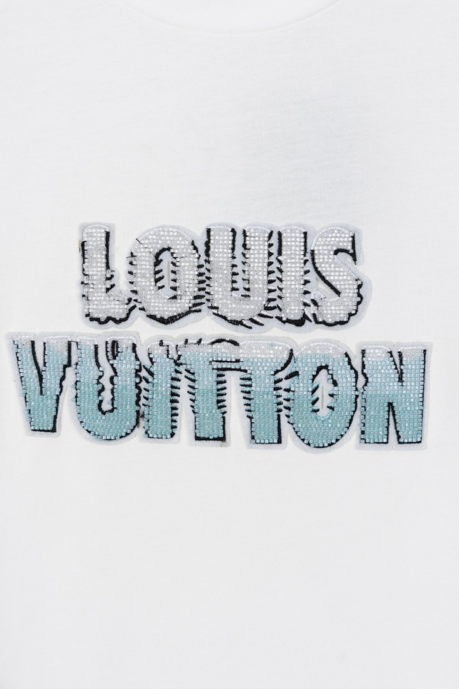 ★超人気 ルイヴィトン スーパーコピー LVビーズ刺繍アルファベット半袖Tシャツ