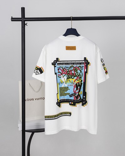 大人気 ルイヴィトン n級品 LVバンドミュージシャンスプレープリント半袖Tシャツ