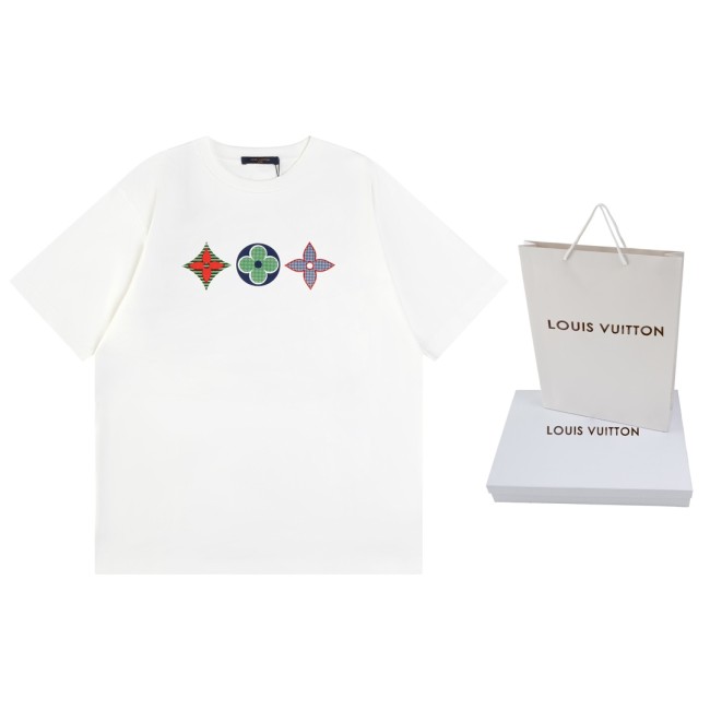 超話題! ルイヴィトン n級品 LV三花柄プリント半袖Tシャツ