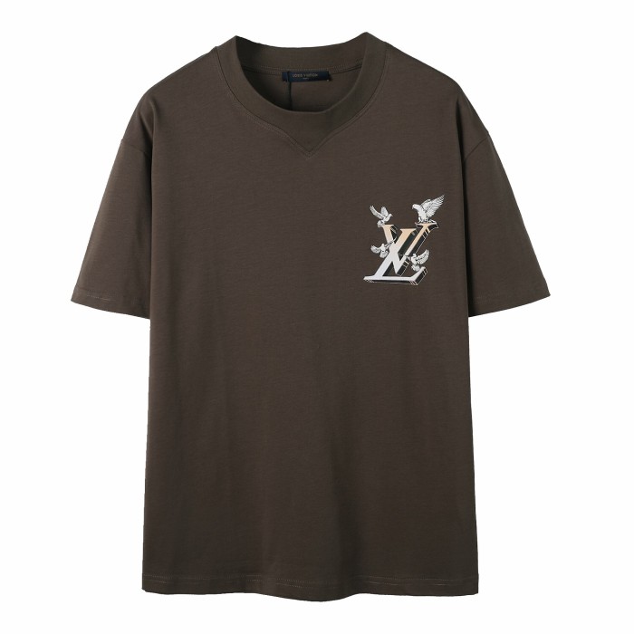 日本未入荷 ルイヴィトン 激安通販 2025 SS春夏新型ロバの家LVハト🕊️プリントクルーネック半袖Tシャツ