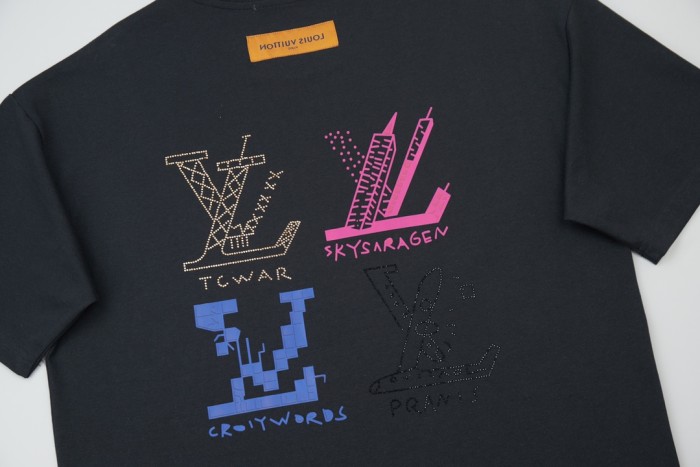 使い勝手良し ルイヴィトン コピー のLVアルファベットプリントドリル半袖