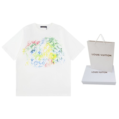 ★超人気 ルイヴィトン コピー LVカラークレヨンプリント半袖Tシャツ